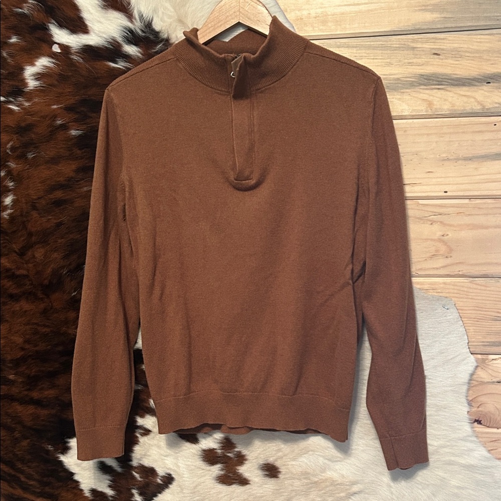 Banana Republic Men's 1/4 Zip Brown Sweater Size Medium
